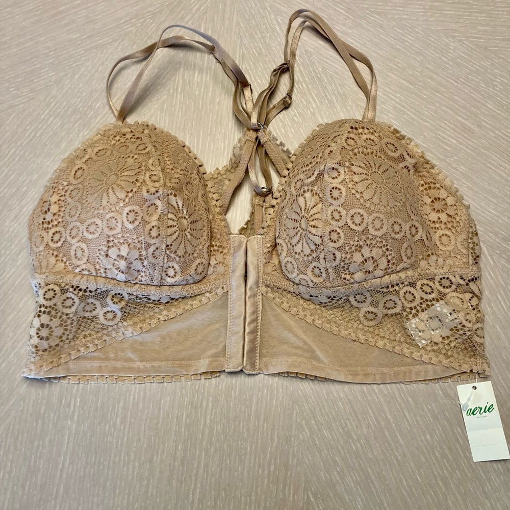 Aerie - Lace Bralette - Nude - front closure corset  - NWT